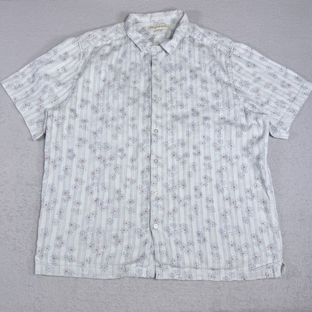 Tricots St Raphael Mens XL Floral Button Up Short Sleeve Casual Shirt